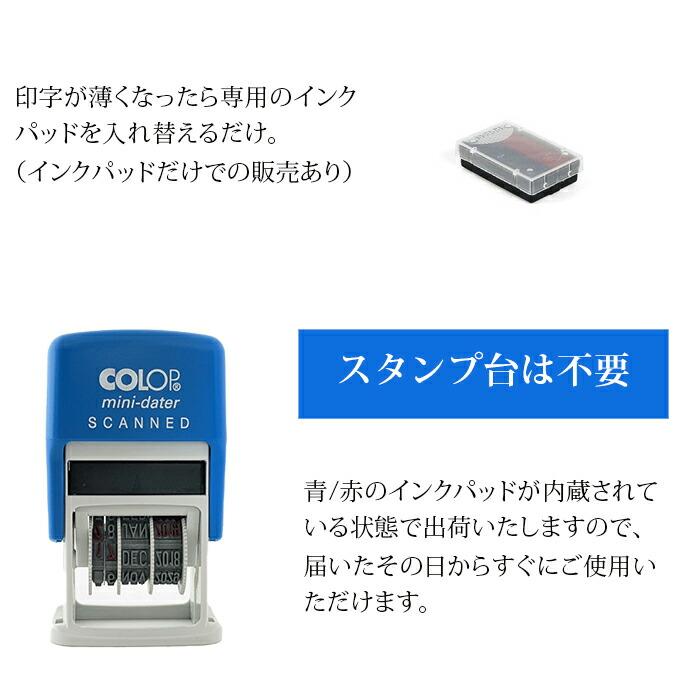 COLOP コロップ mini dater stamp 日付スタンプ+SCANNED 2024年〜2035