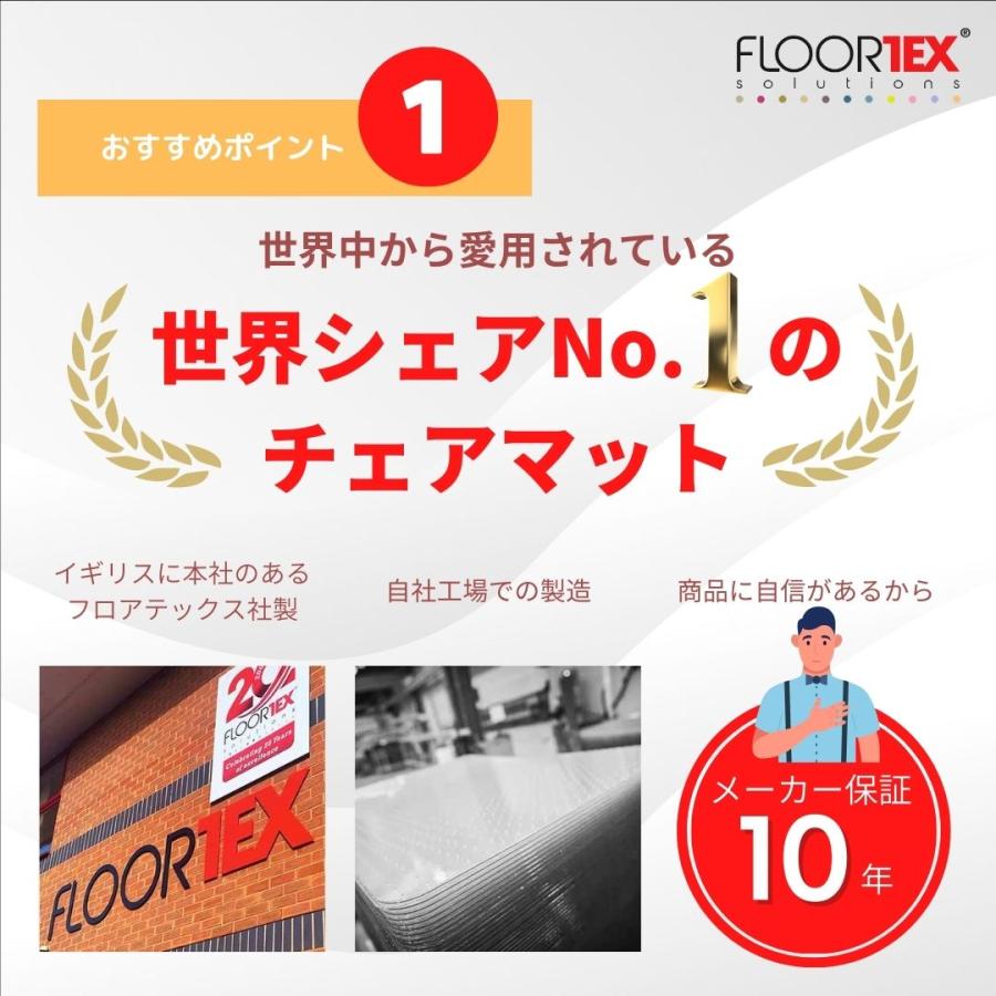 FLOORTEX フロアテックス 長方形 ポリカーボネート チェアマット カーペット用 119x89cm 118923ER おしゃれ オフィス リモートワーク 椅子 可愛い 文具 文房具の画像