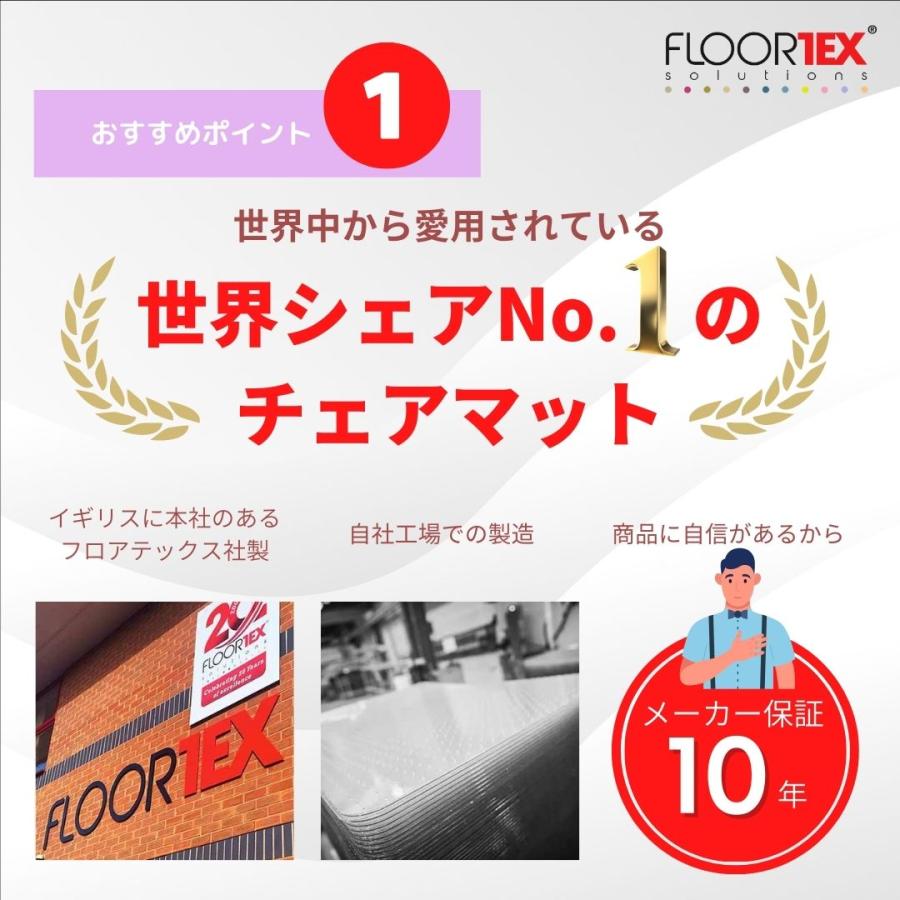 FLOORTEX フロアテックス 長方形 ポリカーボネート チェアマット アンチスリップ加工 フローリング 畳用 119x89cm 128920ERA オフィス 椅子 文具 文房具の画像
