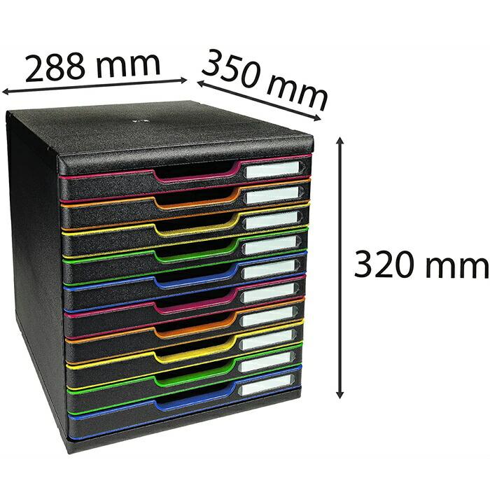 EXACOMPTA エグザコンタ MODULO モデューロ A4 縦型 レターケース 10段 ブラック／マルチカラー おしゃれ 書類ケース 書類 小物 引出し 卓上整理 文具 文房具 | ブランド登録なし | 04