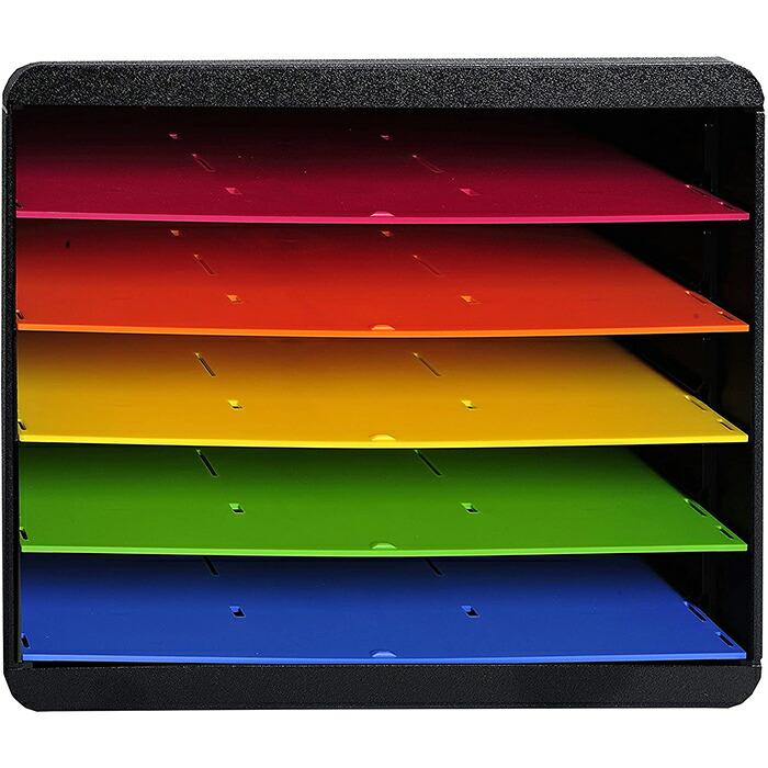 EXACOMPTA エグザコンタ ドキュメント 横型 ソーター 5段 ブラック/マルチカラー 書類整理 机上用品 卓上 カタログ スタンド ブックエンド 文具 文房具 | ブランド登録なし | 04