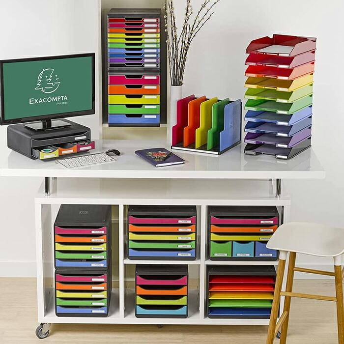EXACOMPTA エグザコンタ ドキュメント 横型 ソーター 5段 ブラック/マルチカラー 書類整理 机上用品 卓上 カタログ スタンド ブックエンド 文具 文房具 | ブランド登録なし | 07