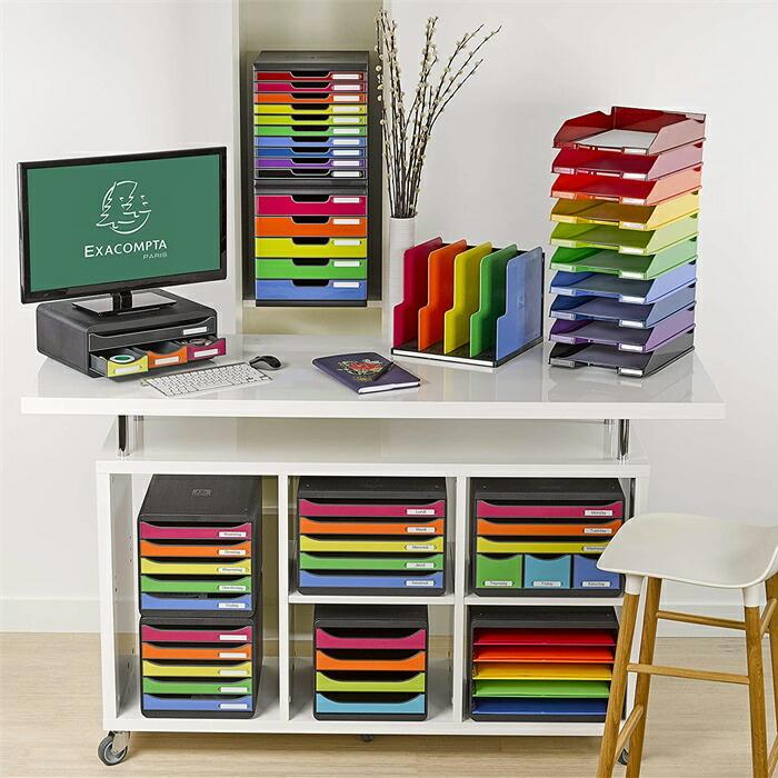 EXACOMPTA エグザコンタ 鍵付き MODULO モデューロ A4 縦型 レターケース 5段 ブラック / マルチカラー 書類ケース 書類整理 オフィス 卓上 文具 文房具 | ブランド登録なし | 11