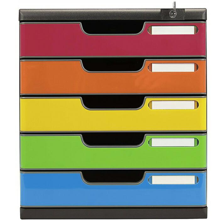 EXACOMPTA エグザコンタ 鍵付き MODULO モデューロ A4 縦型 レターケース 5段 ブラック / マルチカラー 書類ケース 書類整理 オフィス 卓上 文具 文房具 | ブランド登録なし | 12