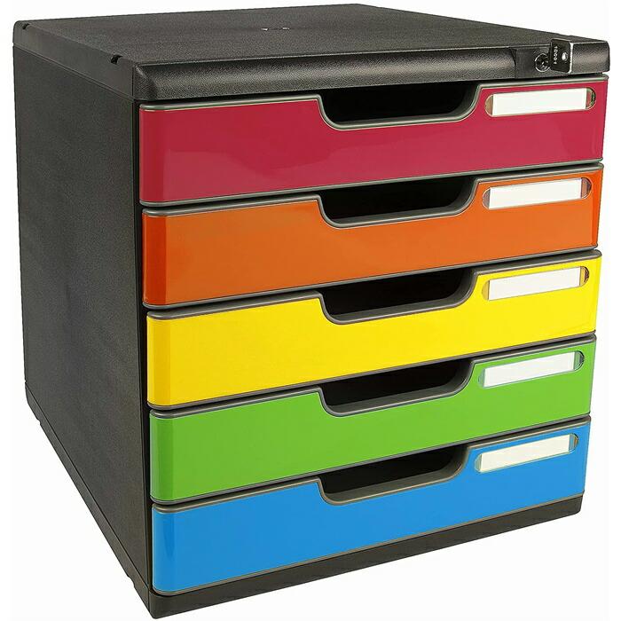 EXACOMPTA エグザコンタ 鍵付き MODULO モデューロ A4 縦型 レターケース 5段 ブラック / マルチカラー 書類ケース 書類整理 オフィス 卓上 文具 文房具 | ブランド登録なし | 13