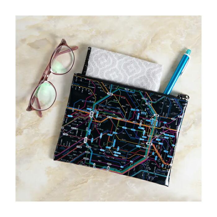 東京カートグラフィック 首都圏 鉄道路線図 ラミネート ポーチ 全2色 おしゃれ 化粧ポーチ 筆箱 ペンケース 小物整理 電車 鉄道 路線図 プレゼント | ブランド登録なし | 10