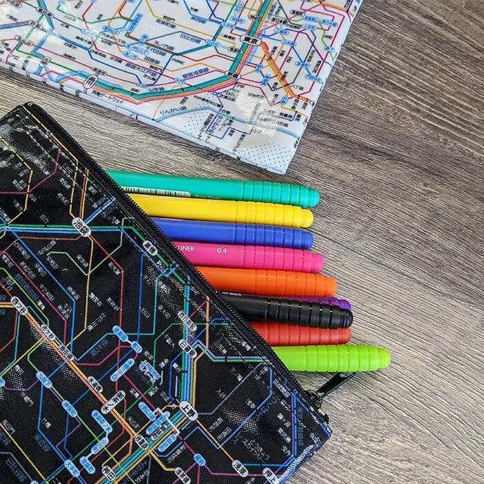 東京カートグラフィック 首都圏 鉄道路線図 ラミネート ポーチ 全2色 おしゃれ 化粧ポーチ 筆箱 ペンケース 小物整理 電車 鉄道 路線図 プレゼント | ブランド登録なし | 04