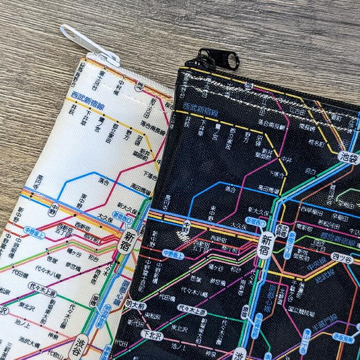 東京カートグラフィック 首都圏 鉄道路線図 ラミネート ポーチ 全2色 おしゃれ 化粧ポーチ 筆箱 ペンケース 小物整理 電車 鉄道 路線図 プレゼント | ブランド登録なし | 06