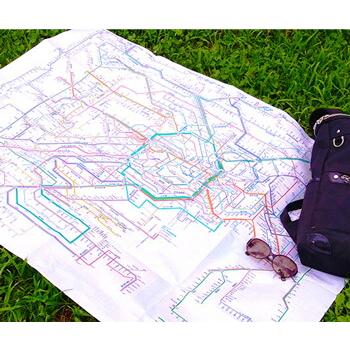 東京カートグラフィック 鉄道路線図 レジャーシート 首都圏 120×90cm おしゃれ 電車 駅 鉄道 プレゼント 日本製 ござ 敷物 可愛い 文具 文房具 | ブランド登録なし | 02