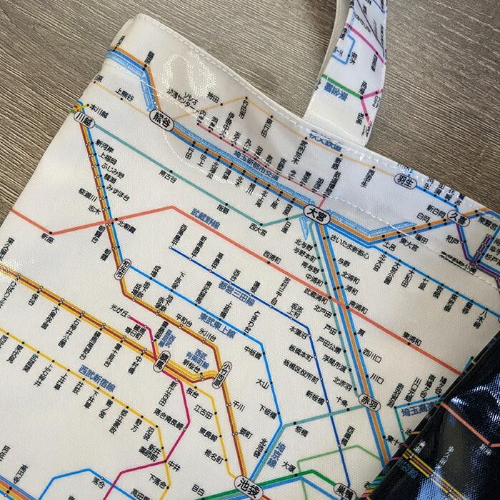 東京カートグラフィック 首都圏 鉄道路線図 ラミネート トート 全2色 おしゃれ エコバッグ かばん 電車 鉄道 駅 首都圏 路線図 プレゼント 日本製 文具 文房具 | ブランド登録なし | 07