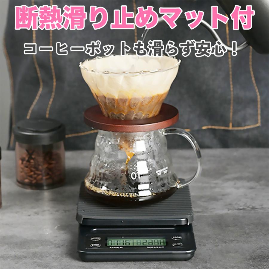 コーヒー スケール ドリップ キッチン 5kg 0.1g単位 計測 カウントダウン タイマー付 おしゃれ 高性能 はかり 軽量器 単位切替 お菓子 パン 作り 断熱マット｜things-of-the-world｜08