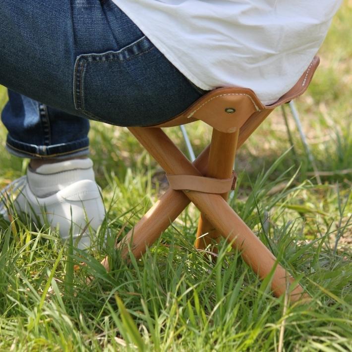 romo サンサチェア ブラック 牛革 収納袋付 ハンティングチェア レザー