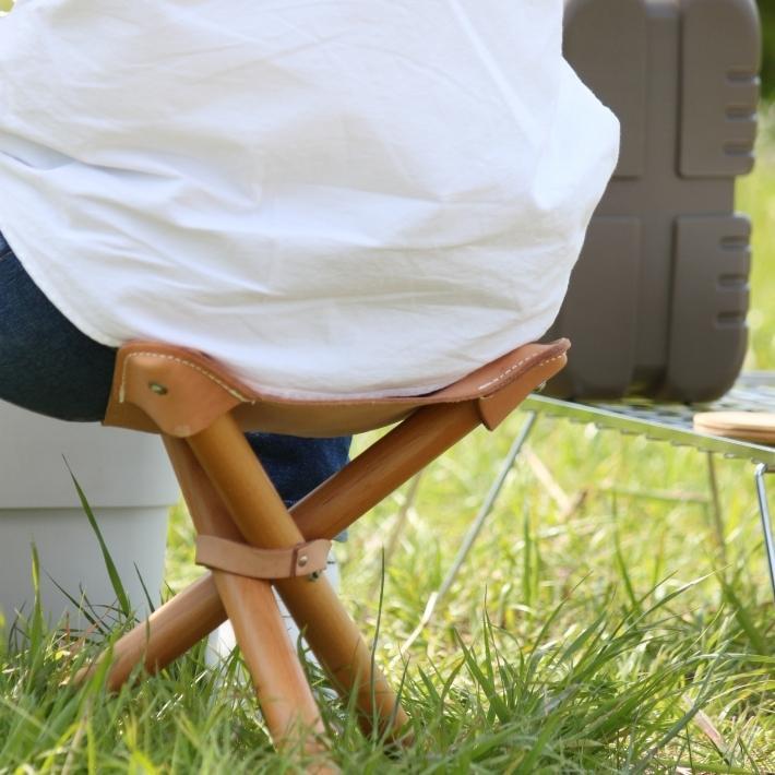 romo サンサチェア ブラック 牛革 収納袋付 ハンティングチェア レザー