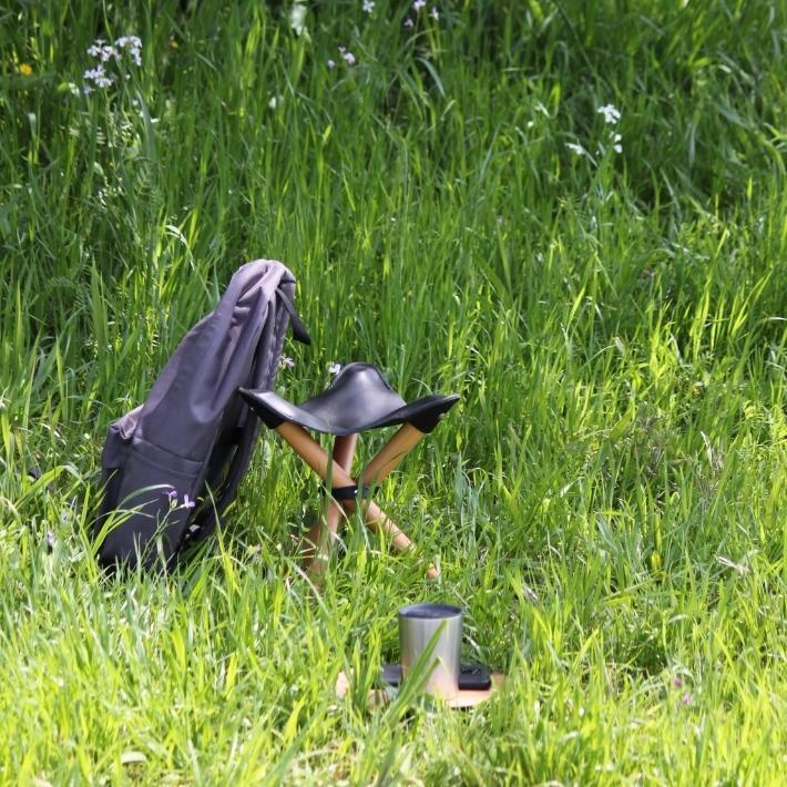 romo サンサチェア ブラック 牛革 収納袋付 ハンティングチェア レザー