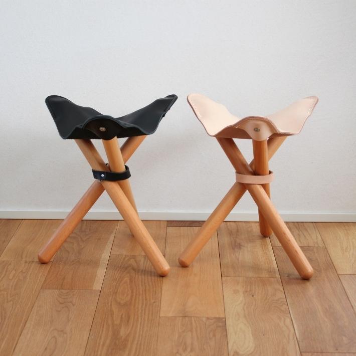 romo サンサチェア ブラック 牛革 収納袋付 ハンティングチェア レザー