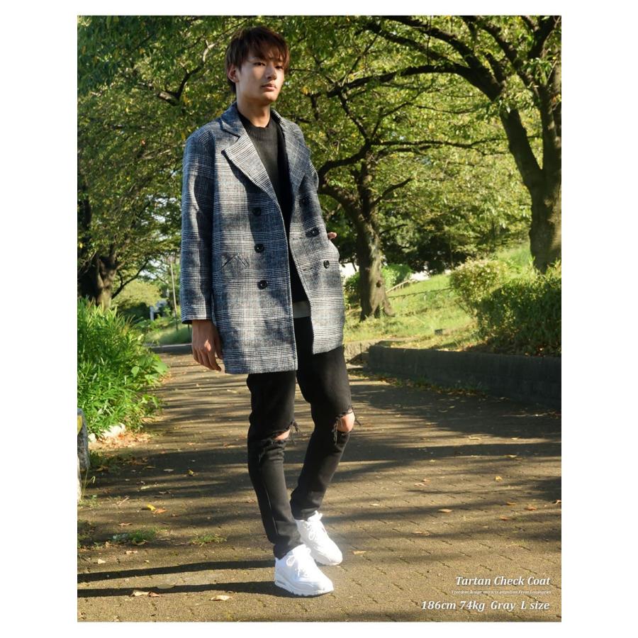 メンズ コート 秋 冬 ミディアム丈 グレンチェックコート おしゃれ 韓国ファッション ストリート チェスターコート 韓国服 防寒 暖かい グレー ブラウン ウール 3bhjt003 B系 Hiphop Third 通販 Yahoo ショッピング