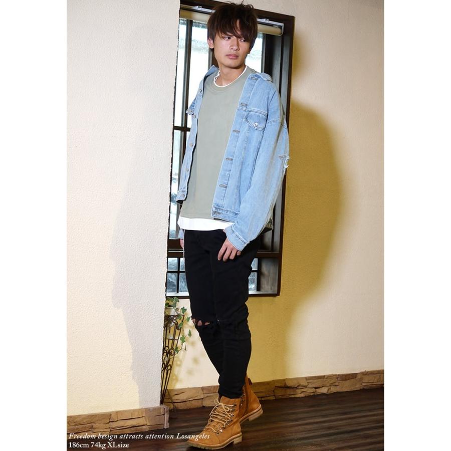 ストリートファッション メンズ デニム ジャケット メンズ 秋冬 ダメージ ジージャン おしゃれ アウター 服 カジュアル Black Horse ブラックホース 3bhjt005 B系 Hiphop Third 通販 Yahoo ショッピング