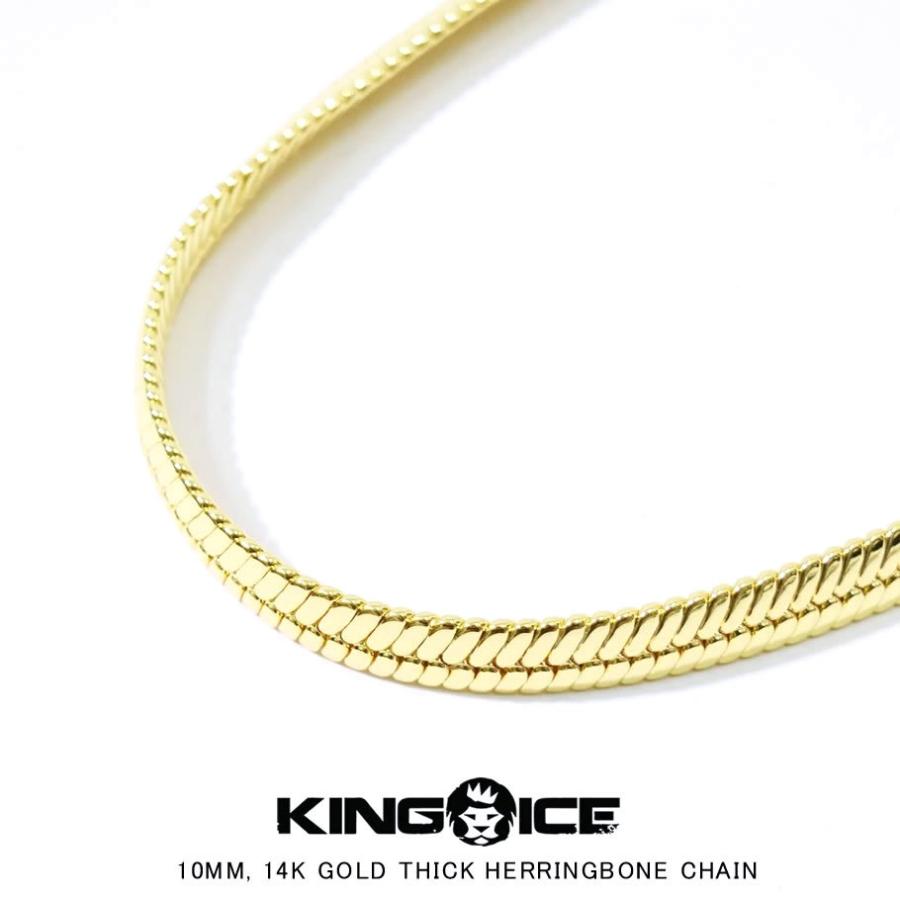 King Ice キングアイス ネックレス メンズ 14金メッキ 14kゴールド 10mmシックヘリンボーンチェーン Chx Kiat101 B系 Hiphop Third 通販 Yahoo ショッピング