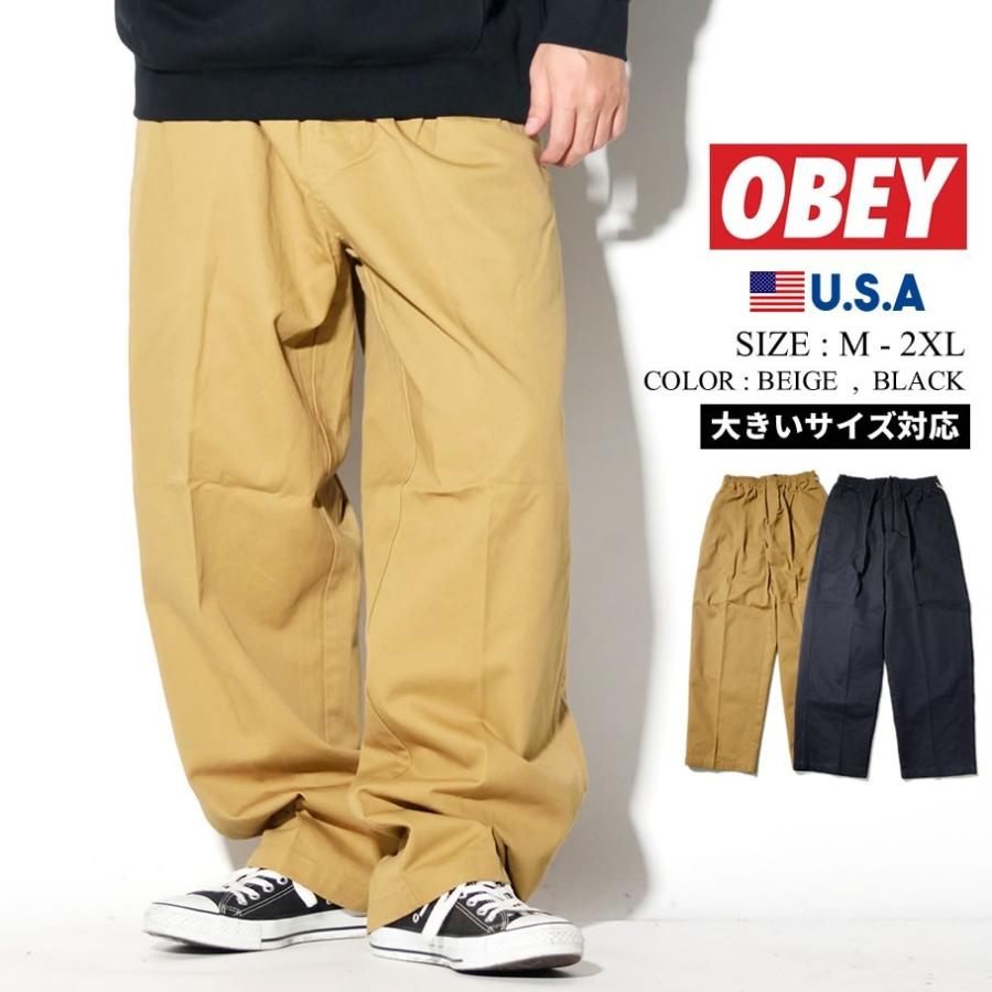 Obey オベイ ワイドパンツ イージーツイルパンツ メンズ ロングパンツ チノパン ワークパンツ メンズ ストリート ファッション Obdt015 B系 Hiphop Third 通販 Yahoo ショッピング