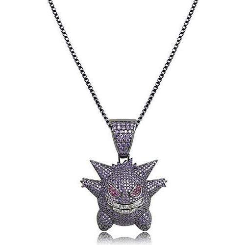 Rockyuブランド ポケモン ゲンガー ネックレス メンズ 人気 ジルコニア 18k金メッキ 紫 パープル 悪魔 ペンダント ヒップホップ Third Store 通販 Yahoo ショッピング