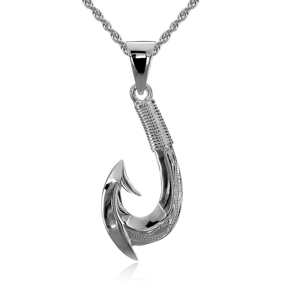 短納期対応 レイラニ ハワイアンジュエリー フィッシュフック 釣り針 ペンダント ネックレス メンズ シルバー 925 ロープチェーン50cm付 無料長期保証 Www Skylanceronline Com