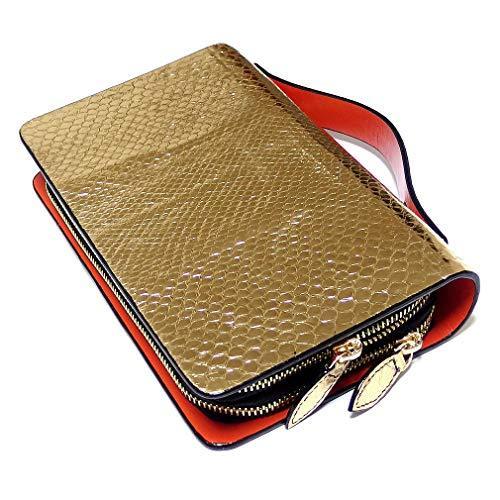 Eversoul スマホ セカンドバッグ メンズファッション ミニバッグ ゴールド 本革 財布 パイソン ウォレット 財布 金箔