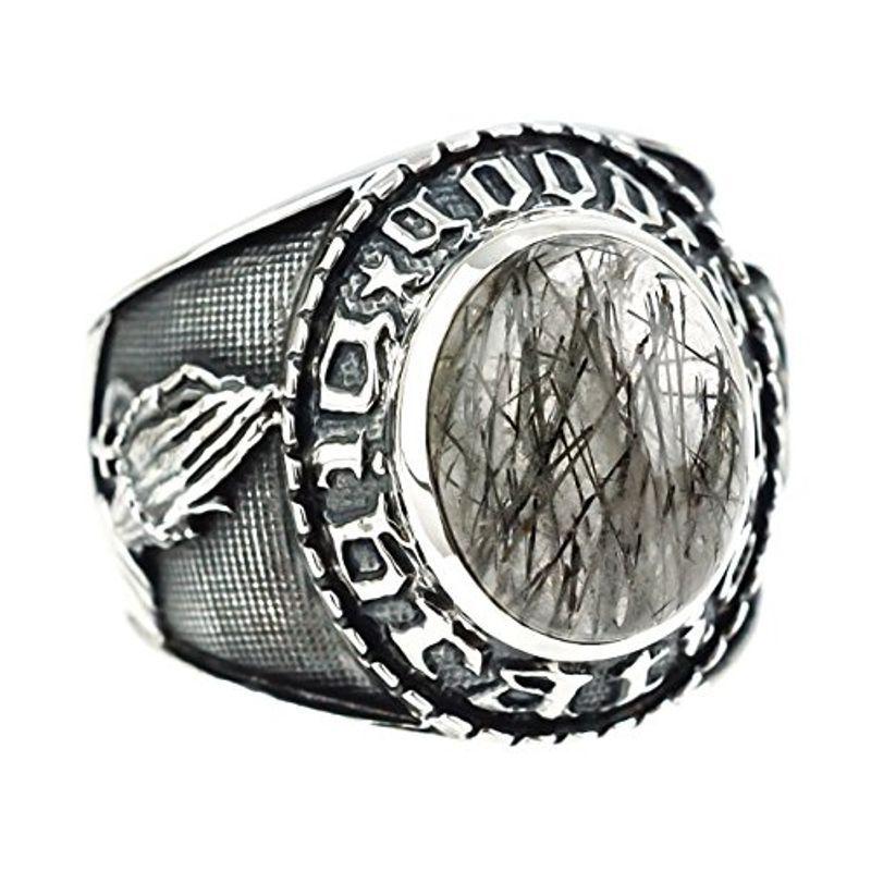 うのにもお得な ジナブリング カレッジデザイン キリストの心臓デザイン プレイハンド 聖なる心臓 ブラックルチルクォーツ黒針水晶 Bring Jina メンズアクセサリー Affaires Sociales Gouv Cg