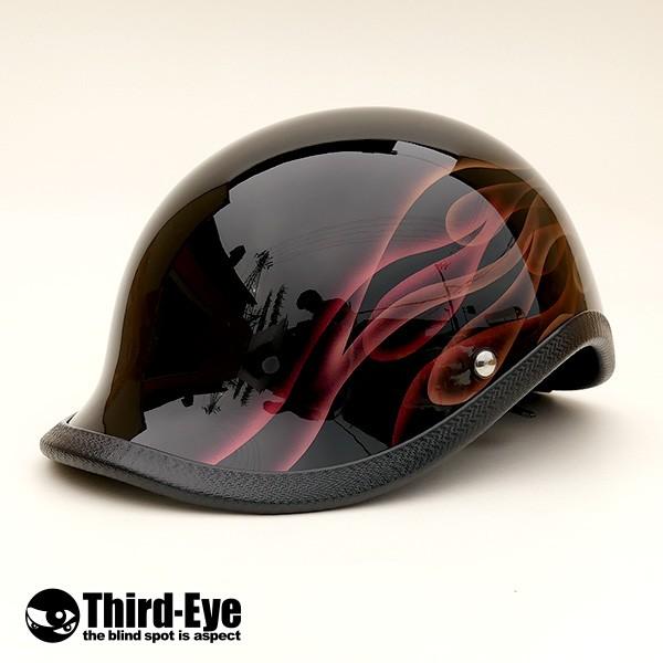 Third-Eye サードアイ 半キャップヘルメット 赤×黒 限定 バイク ヘルメット ハーフキャップ AURORA FLAMES ベッカー