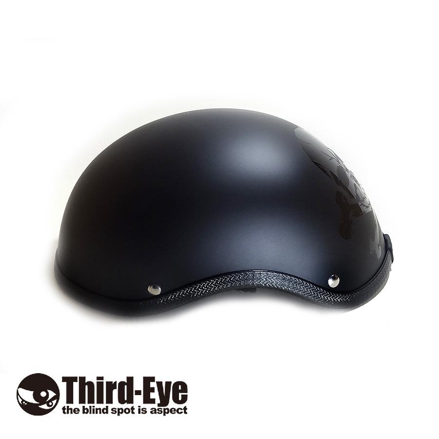 在庫 バイク ヘルメット ハーフキャップ CBスカル BLACK-BLACK