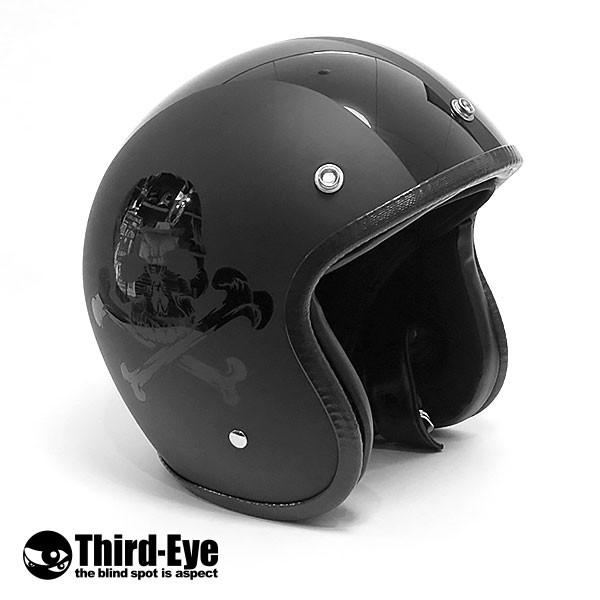 Third-Eye ブラック×ブラック ヘルメット バイク ヘルメット ハーフキャップ ベッカー ブラック BC-BK