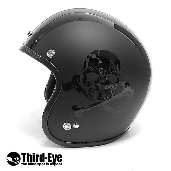 限定 バイク ヘルメット スモールジェット CBスカル BLACK-BLACK TFS2｜thirdeye｜03