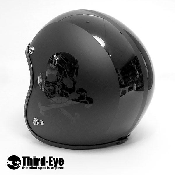 限定 バイク ヘルメット スモールジェット CBスカル BLACK-BLACK TFS2｜thirdeye｜04