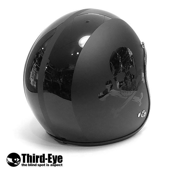 限定 バイク ヘルメット スモールジェット CBスカル BLACK-BLACK TFS2｜thirdeye｜06