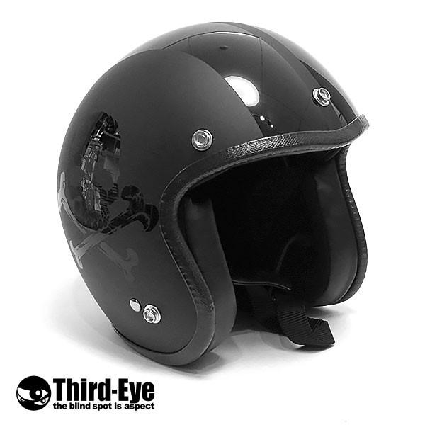 限定 バイク ヘルメット スモールジェット CBスカル BLACK-BLACK TFS2｜thirdeye｜08