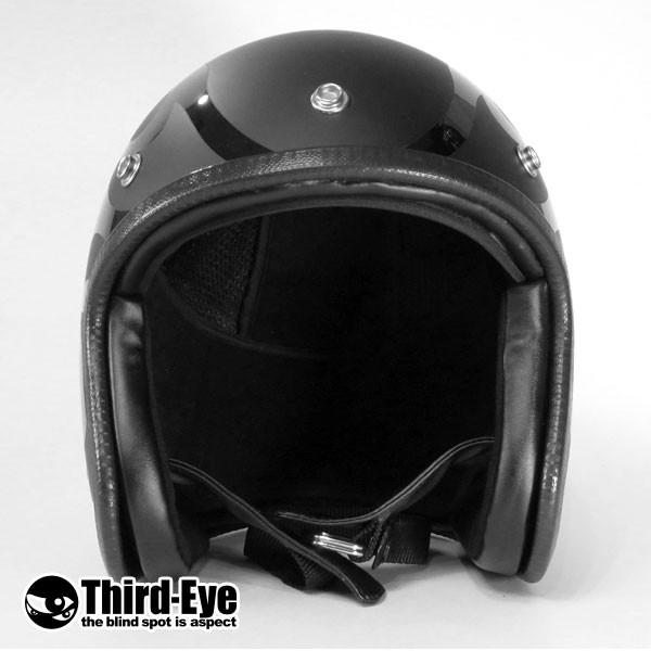限定 バイク ヘルメット スモールジェット フレイムス BLACK-BLACK TFS1｜thirdeye｜08