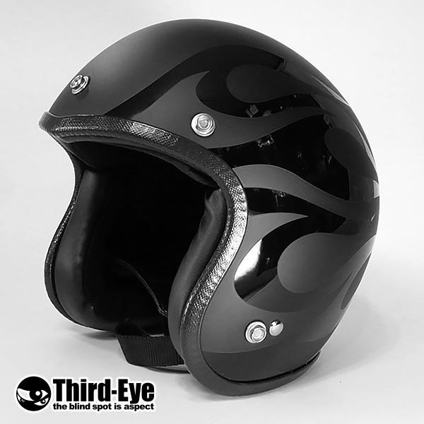 限定 バイク ヘルメット スモールジェット フレイムス BLACK-BLACK TFS2｜thirdeye｜09