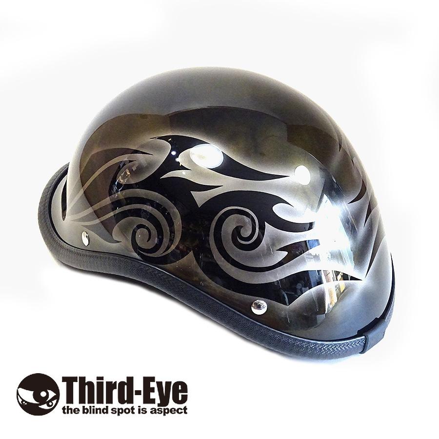 限定 T1 選べるヘルメットタイプ パールゴールドマーブル／シルバー トライバル１ バイク ヘルメット ハーフキャップ｜thirdeye｜02