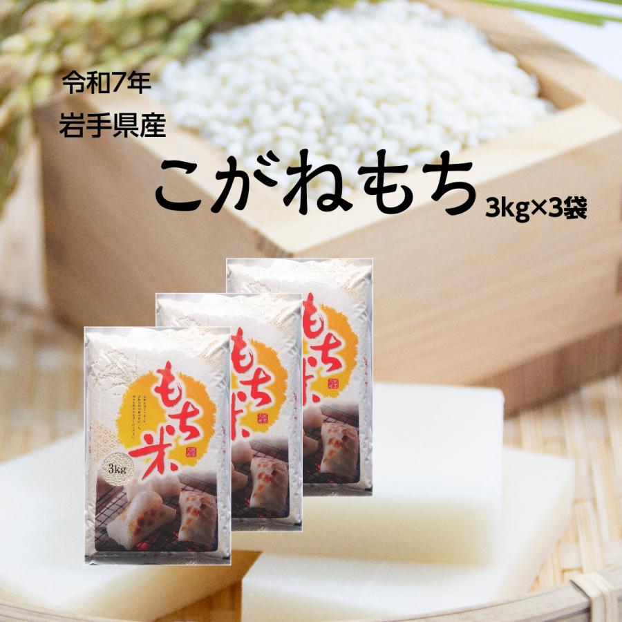 こがねもち 米 もち米 3kg×3袋 餅米 お米 送料無料 岩手県産 令和7年産 