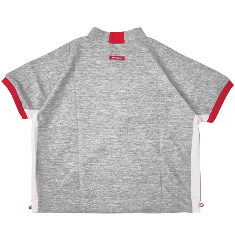 アンパスィ レディース モックネック スウェット 半袖 シャツ AFS6503J2 ストレッチ and per se SAAR モックシャツ ゴルフ トップス | and per se | 05