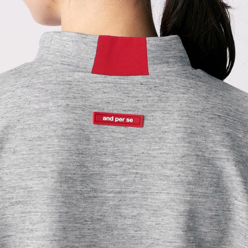 アンパスィ レディース モックネック スウェット 半袖 シャツ AFS6503J2 ストレッチ and per se SAAR モックシャツ ゴルフ トップス | and per se | 08