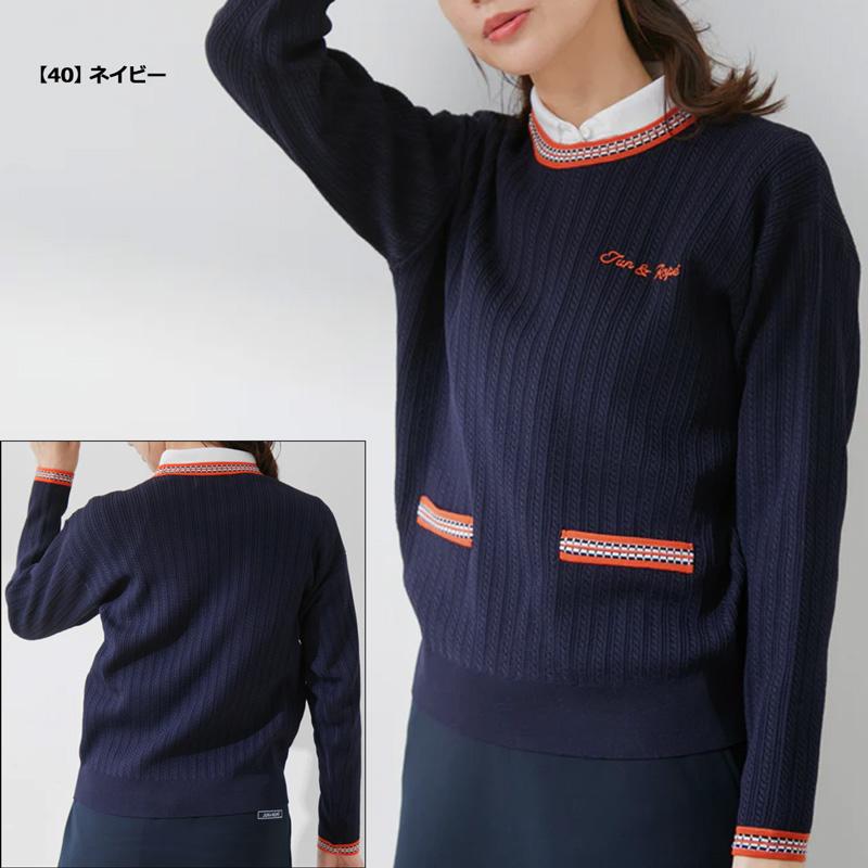 JUN&ROPE' JUN&ROPE レディース 長袖 ニット ミニケーブル柄 JUN&ROPE' JUN&ROPE レディース 長袖 ニット ミニケーブル柄