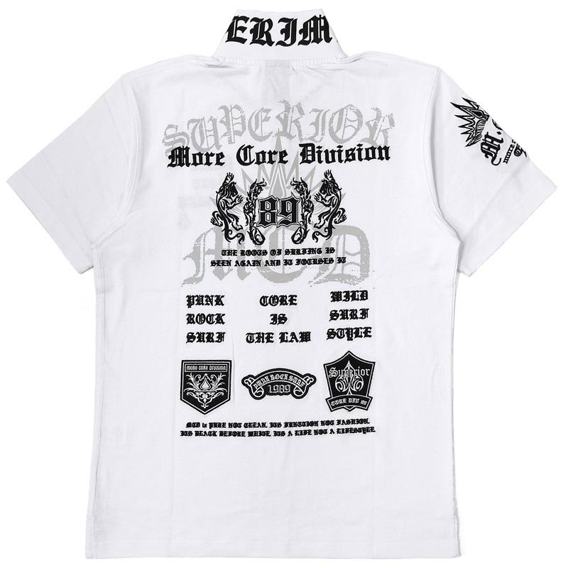 レオナール　スポーツ　バッグ柄半袖ポロシャツ　かばん　ホワイト　サイズM WOMEN バックロゴポロシャツ ホワイト