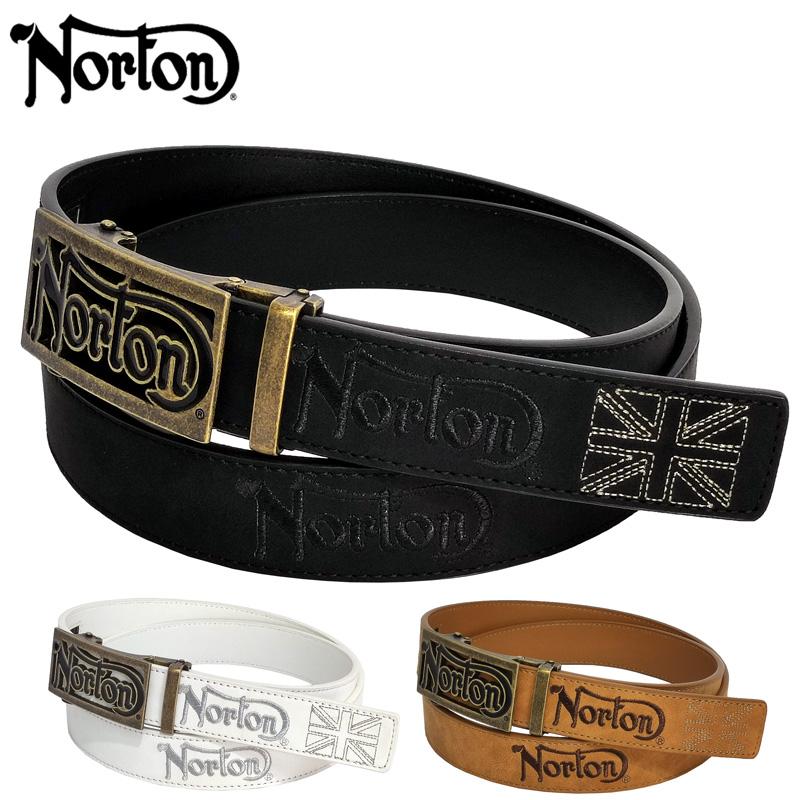 ノートン メンズ ホールレス ベルト ラメ刺繍 242N8102 合成皮革