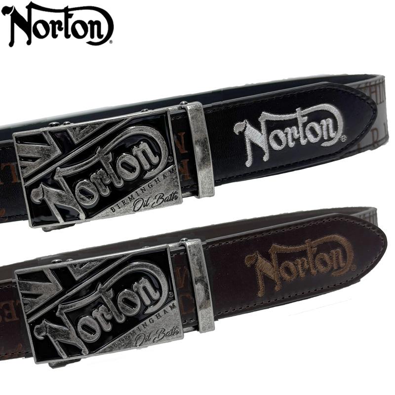 ノートン 2025 メンズ ビッグバックル レザーベルト 牛革 252N8105