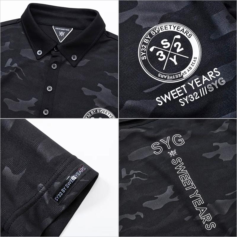 SY32 by SWEET YEARS GOLF メンズ 吸汗速乾 半袖 ボタンダウン