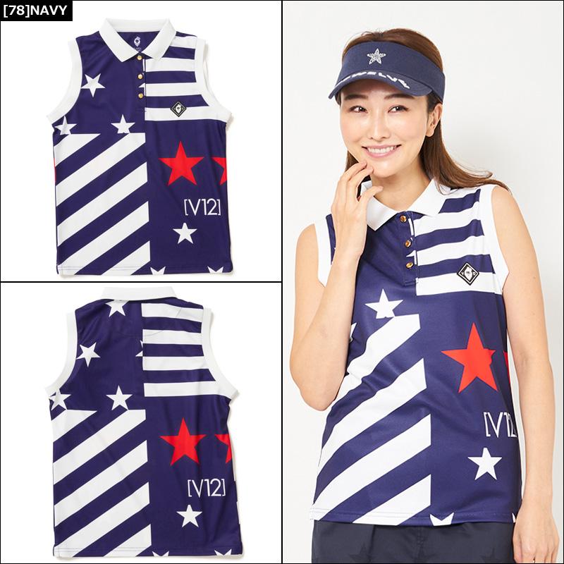V12 ゴルフ レディース ノースリーブ ポロシャツ AMERICAN POLO V12 ゴルフ レディース ノースリーブ ポロシャツ AMERICAN POLO
