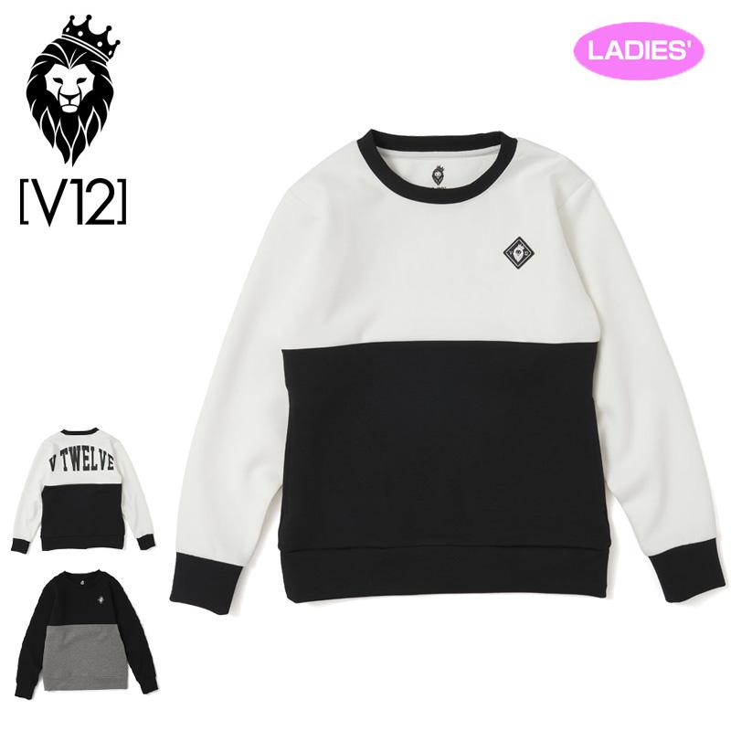 V12 ゴルフ レディース 長袖 スウェット BICOLOR TOP V122120-SW04 ヴィ・トゥエルヴ 【新品】QCBR ゴルフウェア おしゃれ アウター トップス V12GOLF SEP1 V12（ヴィ・トゥエルヴ） ゴルフ レディース 長袖 スウェット BICOLOR