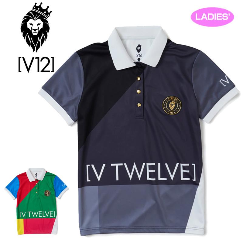 V12 クーポン有 ゴルフ レディース 半袖 ポロシャツ PUZZLE POLO 