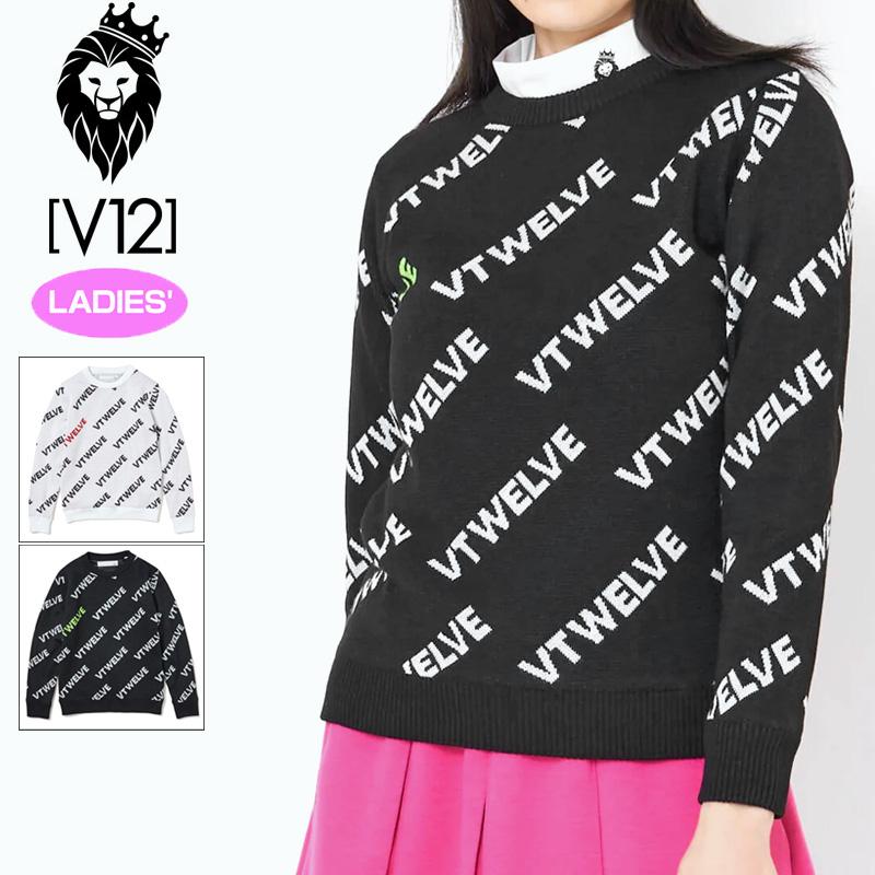 V12 ゴルフウェアー ニット 防風裏地 V12 ゴルフ ニット メンズ 長袖