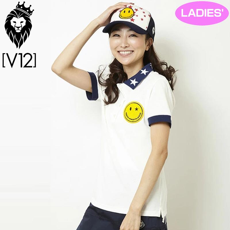V12 ゴルフV TWELVE ホワイトショートスリーブシャツ　美品 V12 ゴルフV TWELVE ホワイトショートスリーブシャツ 美品 楽天